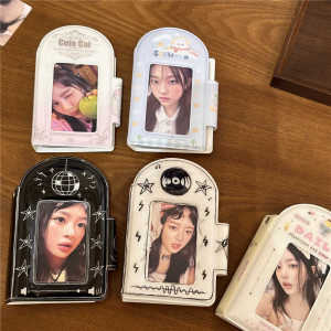 Cat Themed Instant Photo Album Love Idol Mini Card Storage Box Grid Card Holder Retro Style Storage Solution for Photos And Cards