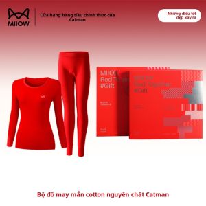 Quần lót MiiOW vải cotton màu đỏ ấm áp cho nam nữ - mùa đông