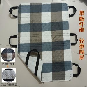 Bedridden Elderly Aid Pad Transfer Belt Urinalysis Pad Bed Crossing Assistance Washable Cotton Grid Pattern Bed Linen