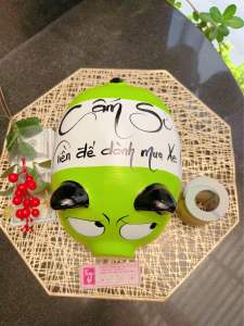 (23x16x17cm) Heo đất "Cấm Sờ" chất liệu thạch cao nước sơn bóng sản phẩm handmade 100%