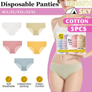 5Pcs Travel Disposable Panties Plus Size Pure Cotton EO sterilized Women Underwear for Maternity Pregnancy Postpartum