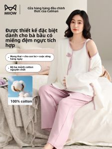 Bộ đồ ngủ MiiOW cho bà bầu làm  vải cotton nhẹ mát thoáng khí