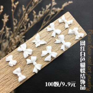 Dana 100 Nail Art Camellia White Solid Color Bows Mix and Match Internet Celebrity Three-Dimensional Rose Nail Crystal