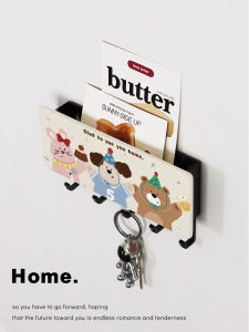 ตู้เสื้อผ้าพื้นผิวแบบติดผนังดีไซน์การ์ตูนสร้างสรรค์สำหรับใส่รองเท้าและจัดเก็บกุญแจที่ประตูหน้าบ้าน ไม่ต้องเจาะรู ติดได้ทันที