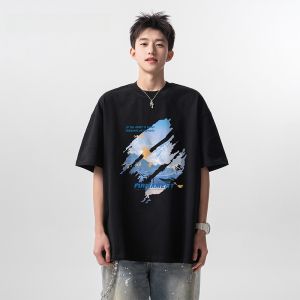 HetingHOME | Hetinghome Darwin Summer Trendy Loose Mens Short Sleeve T-shirt Couples Half Sleeve Shirt American Style Printed Cotton Tee