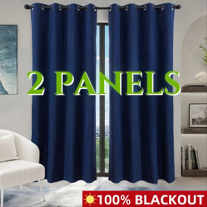 2pcs Modern 100% Blackout Curtain with Coated Lining Solid Colour Curains for Living Room Bedroom Dining Room Home Decor