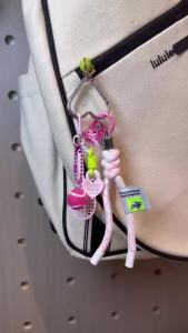 Two-Color Hand-Woven Rope Detachable Large Heart-Shaped Keychain Alloy Tennis Racket Bag Pendant Sports And Casual Accessories
