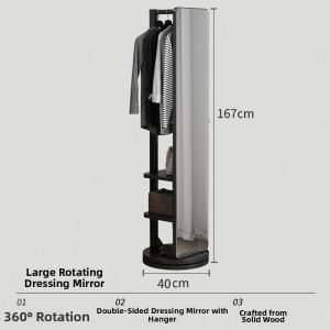 DONGMU | Rotatable Movable Dressing Mirror With Hanger Floor Mirror