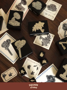 Square Studio Shanghai Series Stamp ลายมือเขียนด้วยมือ ลายเรโทร ตกแต่งด้วยมือทำจากไม้ อุปกรณ์การศึกษาประจำวัน