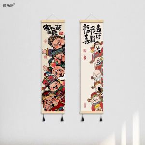 God of Wealth Decorative Painting Luck Wealth Long-Lived and Happy Chinese Fad Wall Painting Harmony at Home Brings Prosperity Hanging Painting Entrance Door Bench Mural