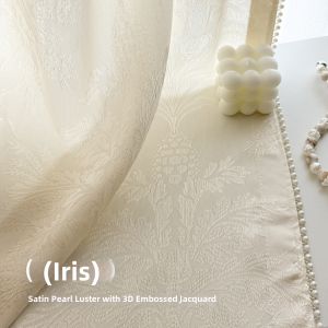 American Country Style Carved Lace Sheer Curtain Creamy French Style Light-Permeable But Not See-Through
