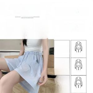 Quần Short Ice Silk Cạp Cao Mùa Hè 2024 Phong Cách Hàn Quốc Giản Dị Quần Dài Đến Giữa Bắp Chân Quần Dài Thường Ngày Cho Nữ