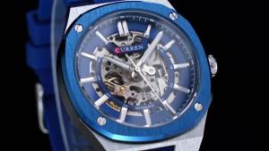 CURREN | CURREN 8485 New Men Mechanical Watch Luxury Sapphire Glass Automatic Watch 41MM Stainless Steel Watch for Men Skeleton Watch
