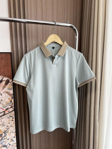 Mens Summer Short Sleeve Knitted Polo Shirt Versatile Collar Acetate Linen Breathable Fashionable Urban Style Thin Fabric