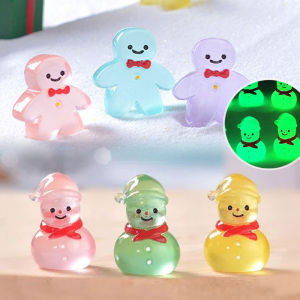 1/5ชิ้นเครื่องประดับรูปคริสมาสต์เรืองแสงขนมปังขิงสำหรับผู้ชายตุ๊กตามนุษย์หิมะพื้นที่ไมโครฉาบด้วยยางไม้ตกแต่งคริสต์มาสหิมะแบบทำมือ