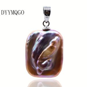 Thanh Lịch Và Đầy Màu Sắc ngọc trai màu tím Mặt Dây Chuyền Hình Chữ Nhật Tự Nhiên Baroque Ngọc Trai Thời Trang Phụ Nữ Của Đồ Trang Sức
