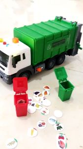 รถเก็บขยะ รถของเล่นเด็ก จำลอง ขนาดใหญ่ รถใส่ถ่าน ที่มีเสียง มีไฟ ยกเท และยังเปิดท้ายได้