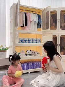 L80cm Kids Adult Wardrobe Wardrobe Storage Stackable Storage Cabinet With Pulley Almari Rak Kabinet Baju Budak Anak 衣柜