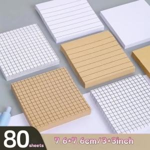 80sheets N-Times Reusable Grid Sticky Notes Strong Adhesion Tearable Notepad Portable Self-Stick Memo Paper for Office School