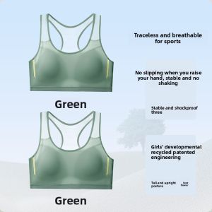 MiiOW | Sports Bra For Teenage Girls Shockproof Vest Middle School High School Students Two Stage Thin Underwear Nylon Cup No Steel Ring