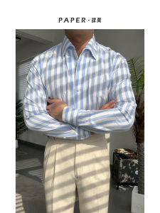 Áo Sơ Mi Nam Sọc Tay Áo Mỏng Thoáng Khí Thường Ngày Thời Trang Xuân Thanh Lịch Chất Liệu Cotton Polyester Dài Tay Cổ Rộng