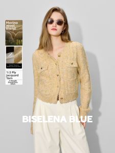 BEIQIANI | Chic Tweed Blazer Style Knit Cardigan