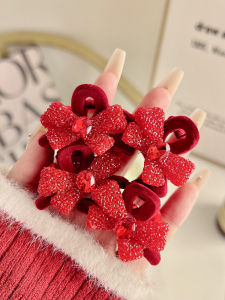 กิ๊บติดผมโบว์ผีเสื้อสีแดงสำหรับเด็ก กิ๊บติดผมประดับเพชรสำหรับเด็กผู้หญิง ของขวัญปีใหม่สำหรับเด็ก ของเล่นเสริมทักษะการดูแลตัวเองสำหรับเด็ก