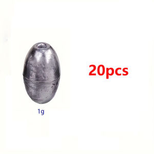 20-Piece Set of Olive-Shaped Hollow Sinking Weights - Iron-Lead Alloy Fishing Sinkers with Grooves for Sea Fishing