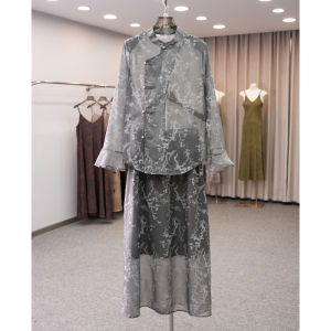 Silk Embroidered Shirt And Skirt Set Chinese National Style Vintage Positioning Split Button Half-length Summer Skirts