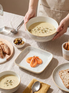 mornenjoy | Elegant Underglaze Colored Deep Dish Home Dining Plate