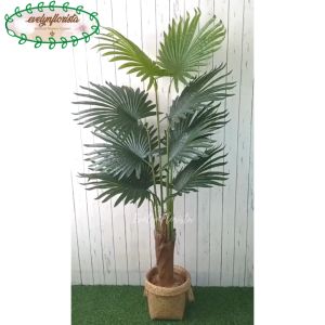Pohon Hias Artificial Daun Palem Sadeng T160 Latex Pot Dasar Hitam Cover Anyaman Purun Handle Tanaman Dekorasi Balkon