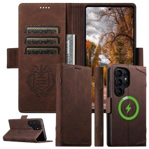 Luxury PU Leather Wallet Case For Samsung Galaxy S26 Ultra S25 Ultra Magnetic Flip Card Holder Full Protective Phone Cover