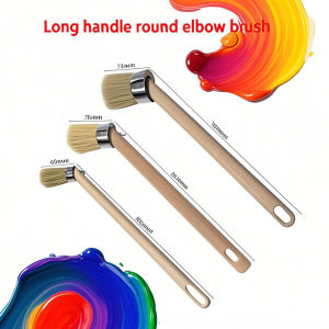 Long Wooden Handle Round Bend White Bristle Brush Decoration Painting Latex Coating Cleaning Barbecue Baking Painting