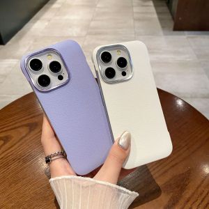 Kisscase Sang Trọng Túi da Litchi Pattern Không Khung Matte vỏ điện thoại Cho iPhone 15 14 13 12 Pro Max siêu mỏng Mỏng Nhám PC + PU Chống-Mùa Thu Chống Sốc Ốp lưng cho iPhone 15 14 13 12