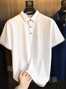 Áo Thun Polo Nam Thời Trang Mùa Hè 2025 Áo Thun Ngắn Tay Thêu Cảm Giác Lạnh Mát Cổ Polo Thời Trang Thường Ngày Màu Trơn