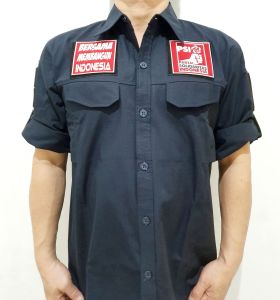 Logo PSI Kemeja Tactical S - 5XL BONUS FREE 5 Emblem Patch Prepet Perekat Velkro PDL Army