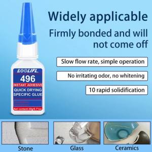 LOOLIFL | 496 Instant Super Glue Strong Adhesive Waterproof High Temperature Resistant Multi‑Purpose Glue for Metal Plastic Rubber Repair