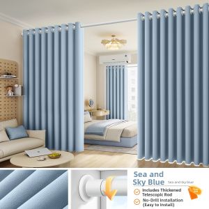 WEILAISHI | Windproof Easy-Install Room Divider Curtain One Full Set Thick