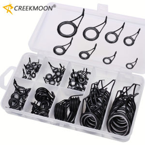 75Pcs/Box Fishing Rod Guides Eye Set Repair Rings Ceramic Guide Wire Loop Kit for Pole Tip Tops Strong Fly Line Rings DIY 6#-30#