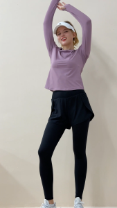ANMO-Celana Olahraga Wanita Legging High Waist 2 in 1 Outdoor Casual Sports Legging Pants