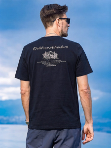 Enjeolon | Comfortable Summer Short Sleeve Men American Outdoor Style Forest Print Tee
