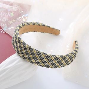 Popular Fashion WomenS Sweet Yellowish Plaid Headbands With Sponge Padded For Ladies And Girls Daily Casual Hair Accessories