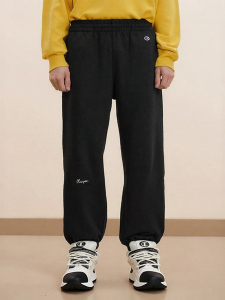 Champion | Solid Color Embroidery Ribbed Hem Cotton Sweatpants Long Pants
