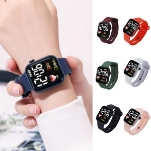 ollecc Electronic Watch Luminous Square Dial Waterproof Adjustable Comfortable Precise Time Heart Print Kids LED Digital Sport Wrist Watch for Daily Wear Stylish Electronic Wrist