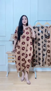 Daster Jumbo LD 140 Alexandria Motif Printing Batik Sakura Pekalongan Baju Dress Piyama Wanita Tidur Bumil Busui Friendly