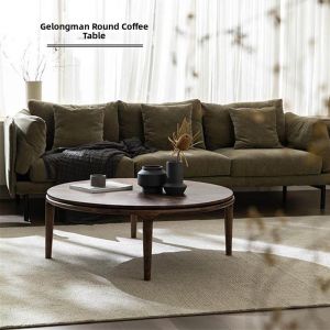GOOFANSER | Vintage Circular Solid Wood Minimalist Luxe Tea Table