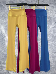 High Waist Smooth Yoga Pants Womens Fitness Trousers Dance Micro Flared Professional Seamless Bright Color Sensation 2025 New Outfit