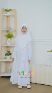 Vizarcollection - Gamis Putih Anak Gamis Manasik Haji Anak Baju Muaslim Anak Putih