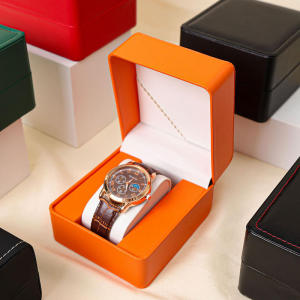 2025 ใหม่นาฬิกาสีดําของขวัญกล่องหมอน PU หนังนาฬิกาข้อมือสําหรับชาย Clamshell