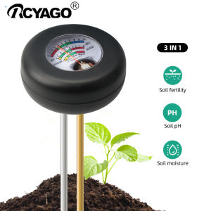 RCYAGO 3 in 1 Soil Meter Fertility Meter Soil PH Meter Metal Dual Probe Moisture Sensor for Garden Plant Flower Vegetables Soil